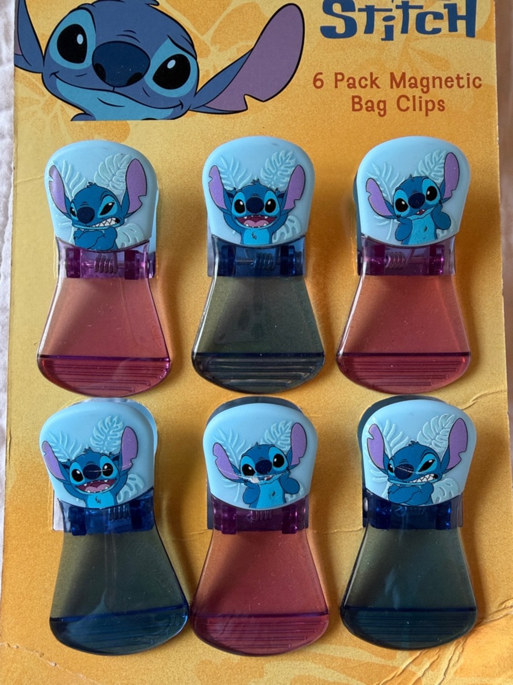 ✅NWT - Disney Stitch 6-Pack Magnetic Bag or FRIG DISPLAY clips.